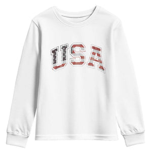Funny USA Patriotic 4th of July American Flag Youth Sweatshirt TS11 White Print Your Wear