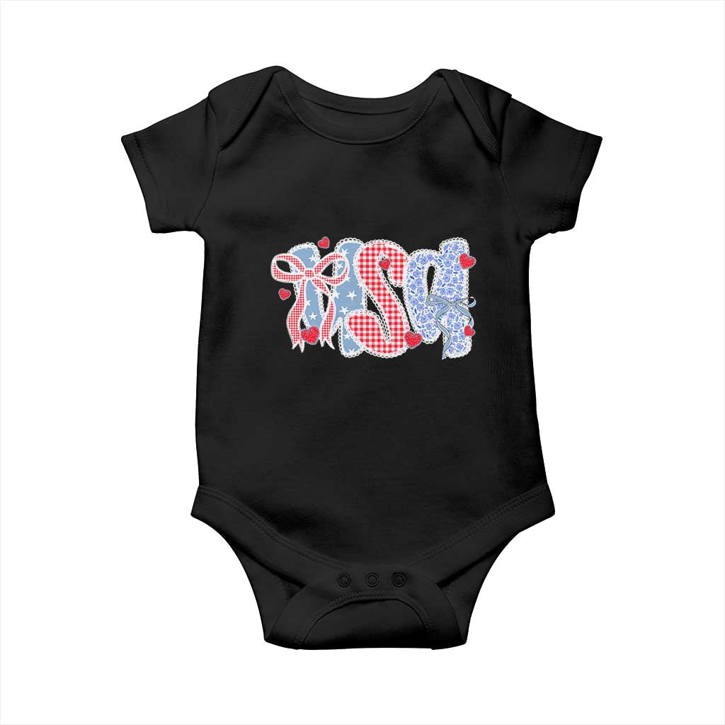 Funny USA Patriotic 4th of July Coquette Bow Baby Onesie TS11 Black Print Your Wear