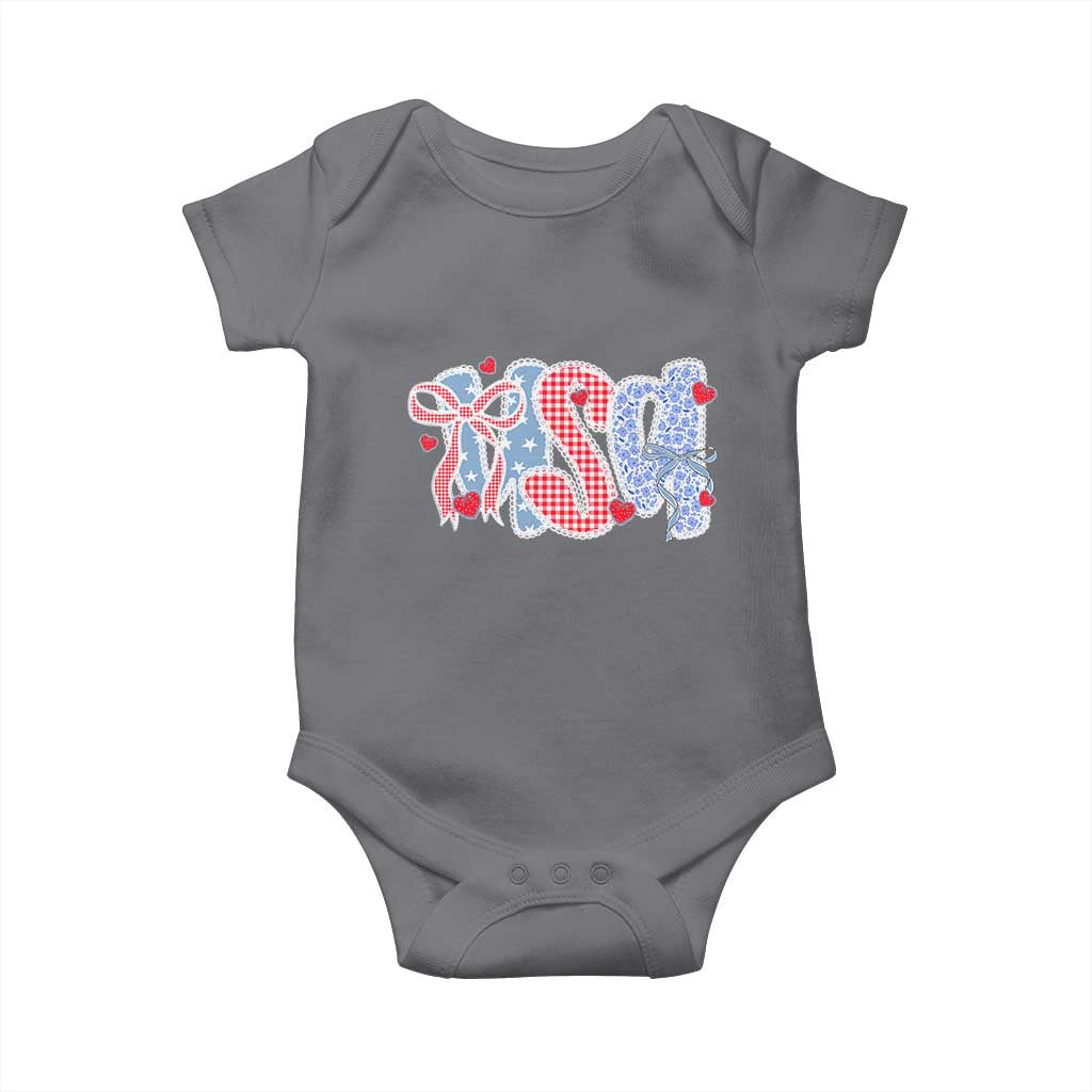 Funny USA Patriotic 4th of July Coquette Bow Baby Onesie TS11 Charcoal Print Your Wear