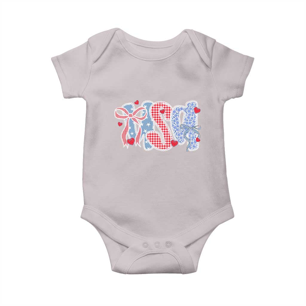 Funny USA Patriotic 4th of July Coquette Bow Baby Onesie TS11 Ice Gray Print Your Wear