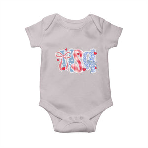Funny USA Patriotic 4th of July Coquette Bow Baby Onesie TS11 Ice Gray Print Your Wear