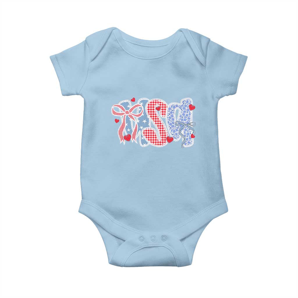 Funny USA Patriotic 4th of July Coquette Bow Baby Onesie TS11 Light Blue Print Your Wear