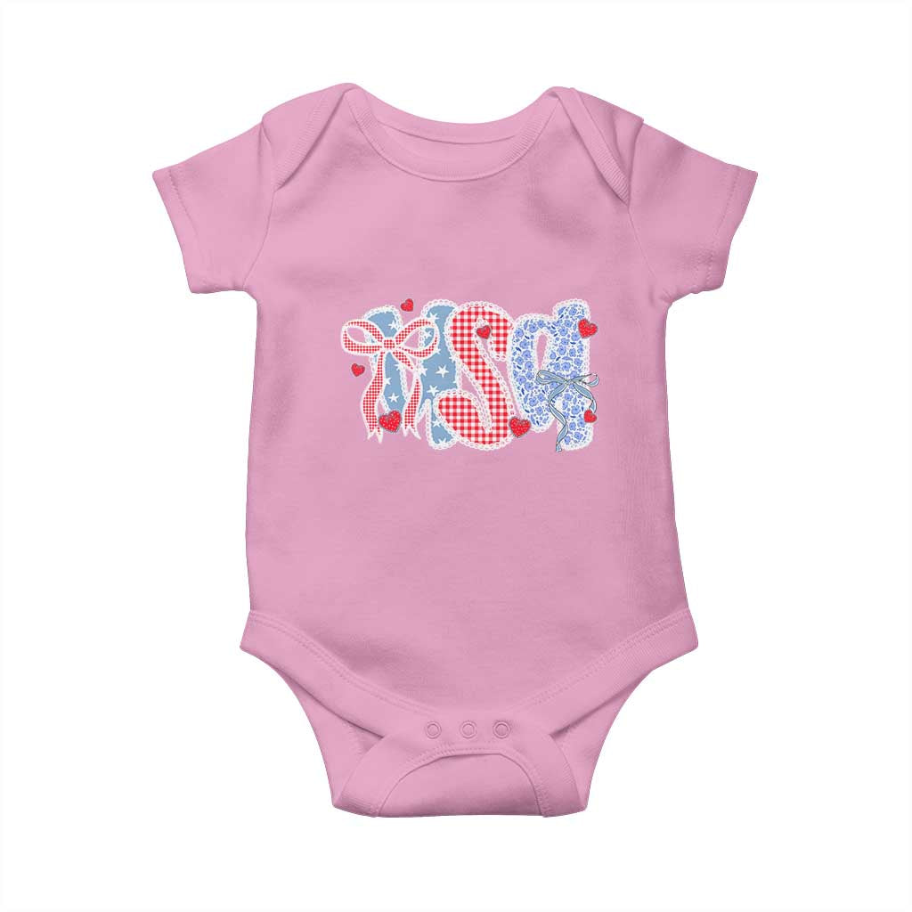 Funny USA Patriotic 4th of July Coquette Bow Baby Onesie TS11 Light Pink Print Your Wear
