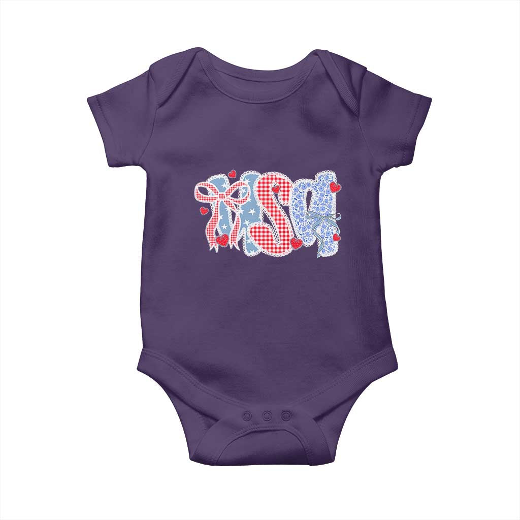 Funny USA Patriotic 4th of July Coquette Bow Baby Onesie TS11 Purple Print Your Wear