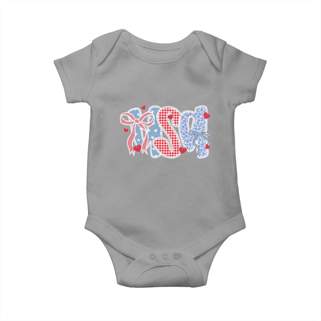 Funny USA Patriotic 4th of July Coquette Bow Baby Onesie TS11 Sport Gray Print Your Wear