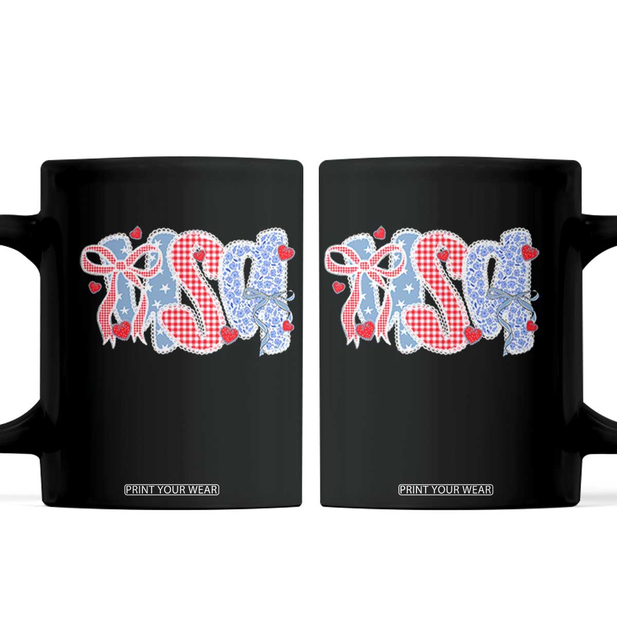 Funny USA Patriotic 4th of July Coquette Bow Coffee Mug TS11 Black Print Your Wear