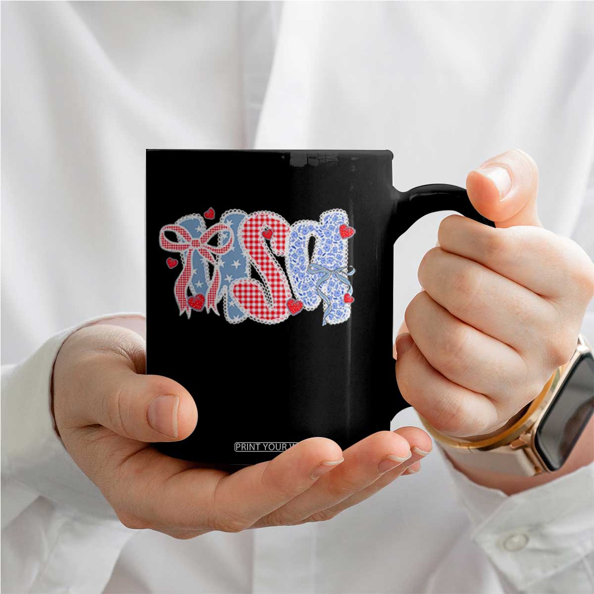 Funny USA Patriotic 4th of July Coquette Bow Coffee Mug TS11 Print Your Wear