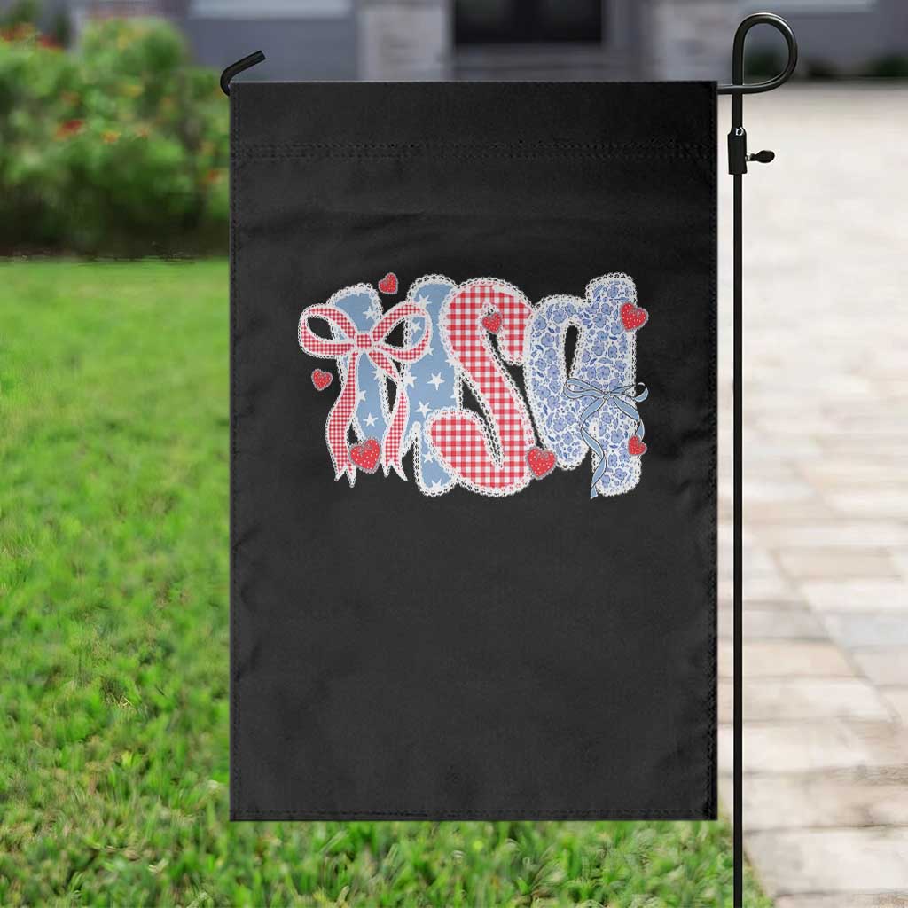 Funny USA Patriotic 4th of July Coquette Bow Garden Flag TS11 Print Your Wear