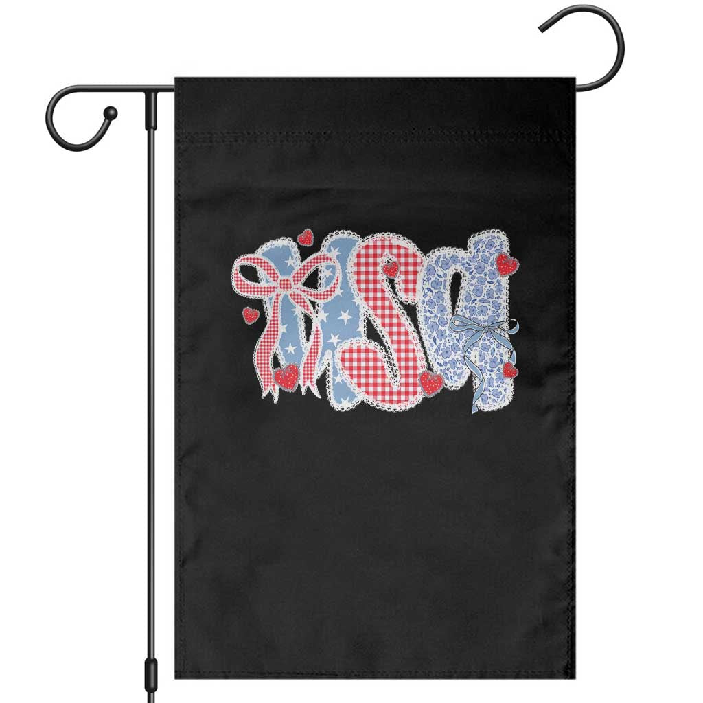 Funny USA Patriotic 4th of July Coquette Bow Garden Flag TS11 Black Print Your Wear