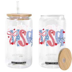 Funny USA Patriotic 4th of July Coquette Bow Glass Can TS11 Black Print Your Wear
