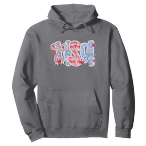 Funny USA Patriotic 4th of July Coquette Bow Hoodie TS11 Charcoal Print Your Wear