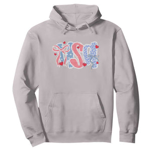 Funny USA Patriotic 4th of July Coquette Bow Hoodie TS11 Ice Gray Print Your Wear