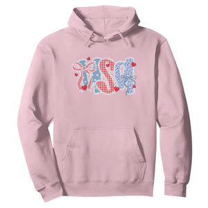 Funny USA Patriotic 4th of July Coquette Bow Hoodie TS11 Light Pink Print Your Wear