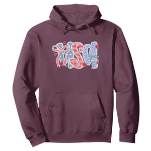 Funny USA Patriotic 4th of July Coquette Bow Hoodie TS11 Maroon Print Your Wear