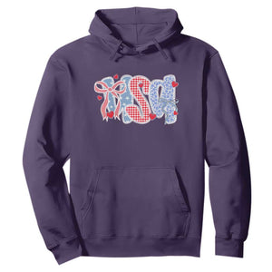 Funny USA Patriotic 4th of July Coquette Bow Hoodie TS11 Purple Print Your Wear