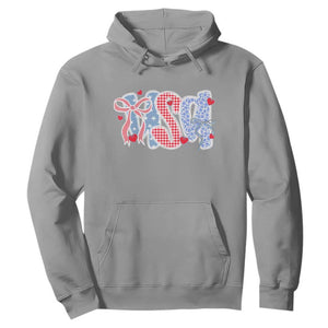 Funny USA Patriotic 4th of July Coquette Bow Hoodie TS11 Sport Gray Print Your Wear