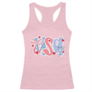 Funny USA Patriotic 4th of July Coquette Bow Racerback Tank Top TS11 Light Pink Print Your Wear