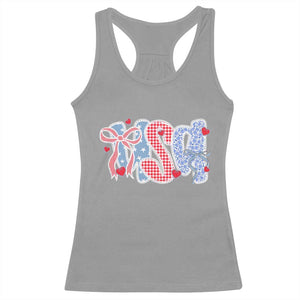 Funny USA Patriotic 4th of July Coquette Bow Racerback Tank Top TS11 Sport Gray Print Your Wear