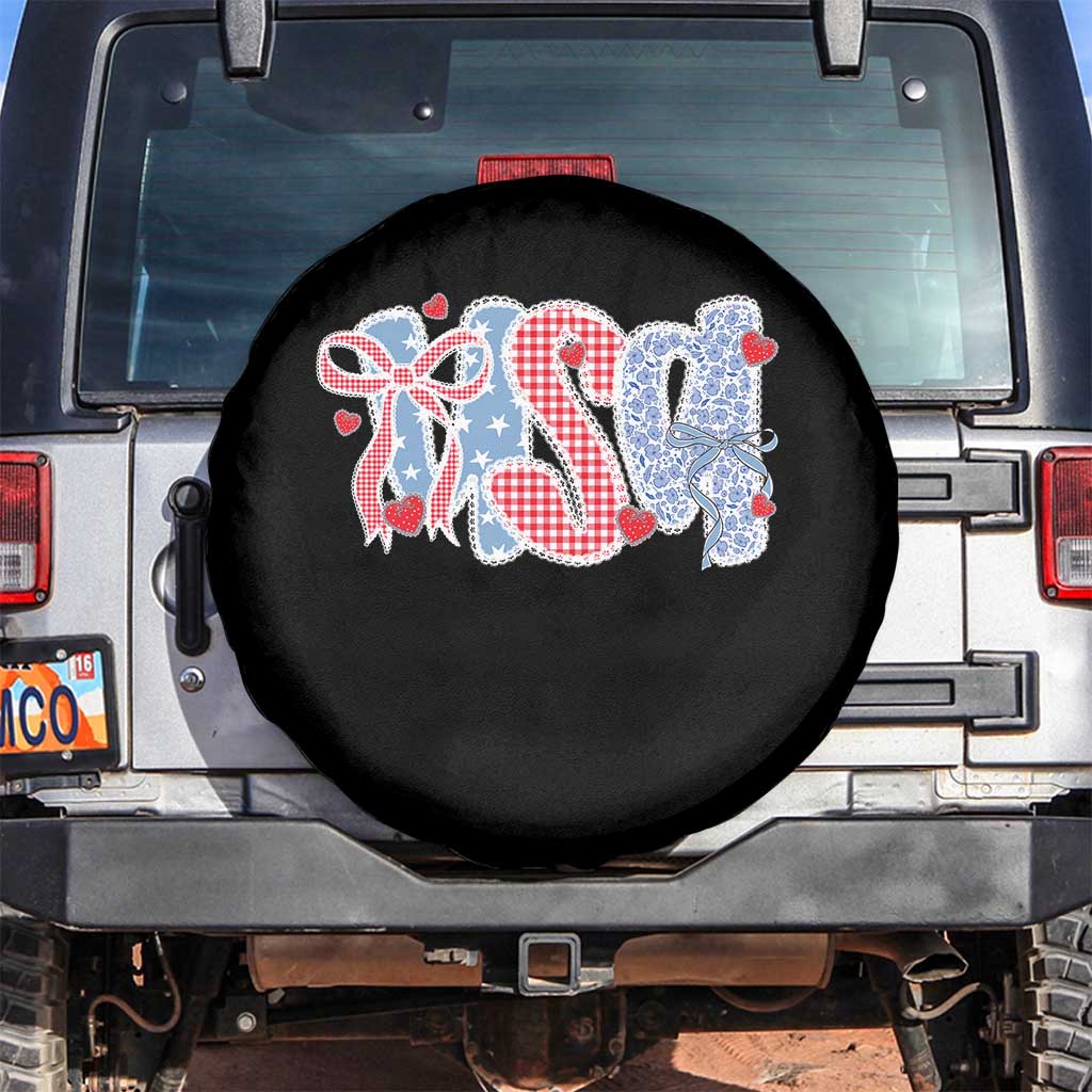 Funny USA Patriotic 4th of July Coquette Bow Spare Tire Cover TS11 No hole Black Print Your Wear