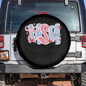 Funny USA Patriotic 4th of July Coquette Bow Spare Tire Cover TS11 No hole Black Print Your Wear