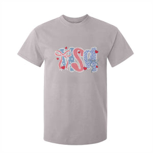Funny USA Patriotic 4th of July Coquette Bow T Shirt For Kid TS11 Ice Gray Print Your Wear