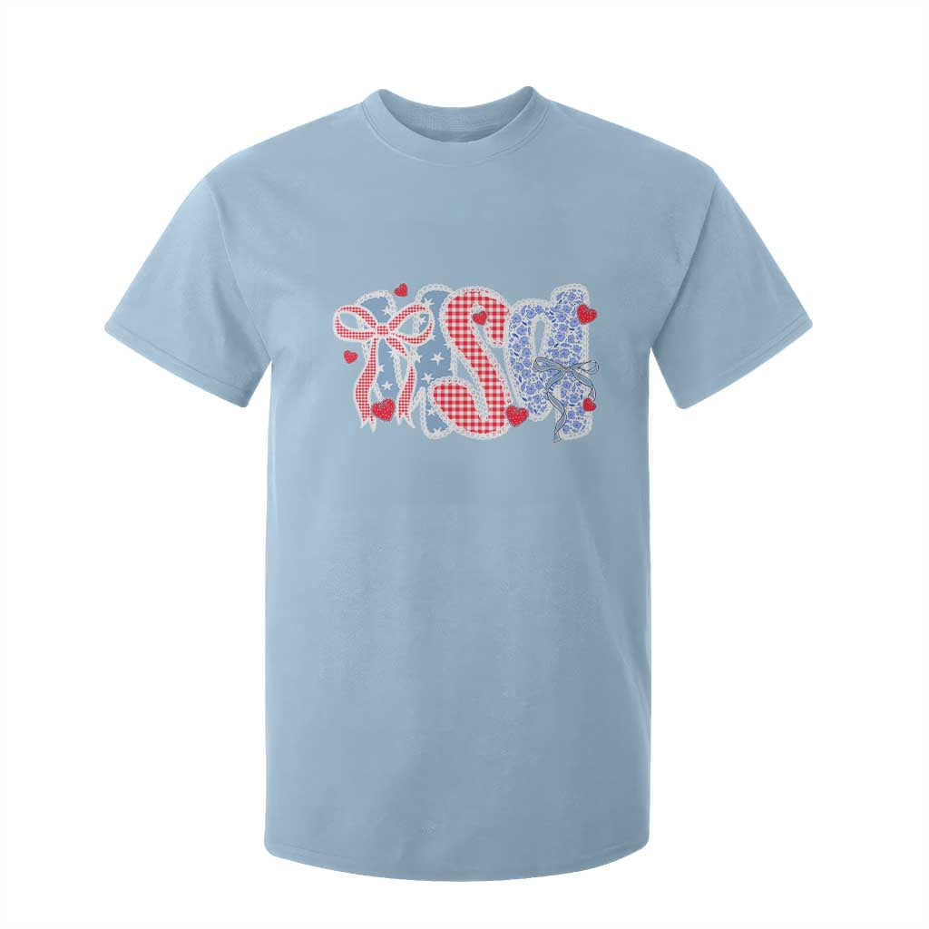 Funny USA Patriotic 4th of July Coquette Bow T Shirt For Kid TS11 Light Blue Print Your Wear