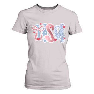 Funny USA Patriotic 4th of July Coquette Bow T Shirt For Women TS11 Ice Gray Print Your Wear