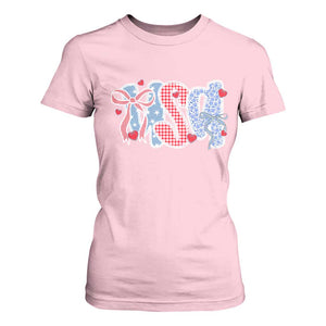 Funny USA Patriotic 4th of July Coquette Bow T Shirt For Women TS11 Light Pink Print Your Wear
