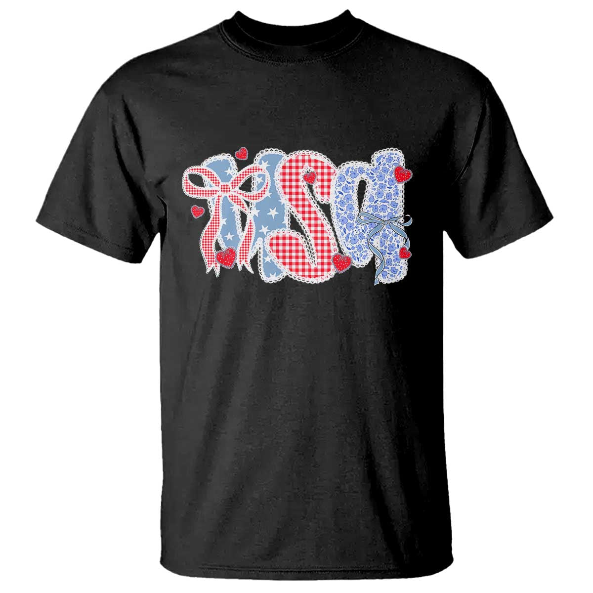 Funny USA Patriotic 4th of July Coquette Bow T Shirt TS11 Black Print Your Wear