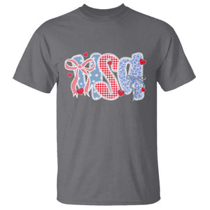 Funny USA Patriotic 4th of July Coquette Bow T Shirt TS11 Charcoal Print Your Wear
