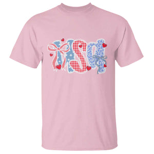 Funny USA Patriotic 4th of July Coquette Bow T Shirt TS11 Light Pink Print Your Wear