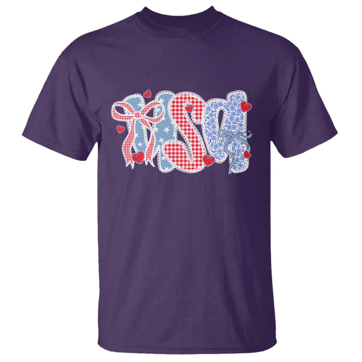 Funny USA Patriotic 4th of July Coquette Bow T Shirt TS11 Purple Print Your Wear