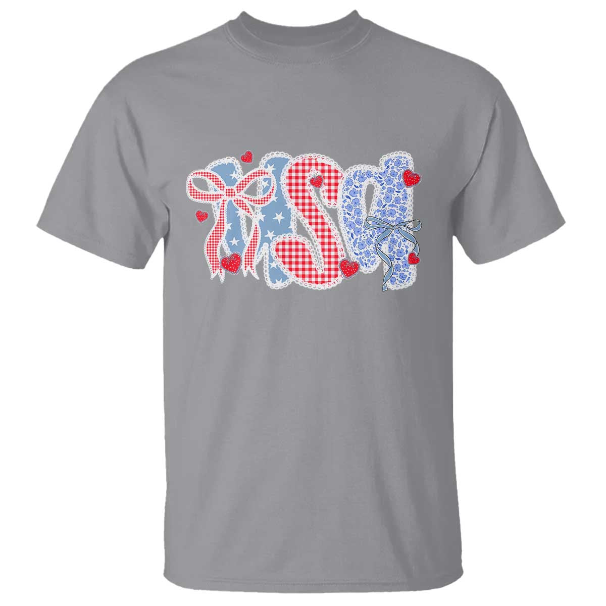 Funny USA Patriotic 4th of July Coquette Bow T Shirt TS11 Sport Gray Print Your Wear