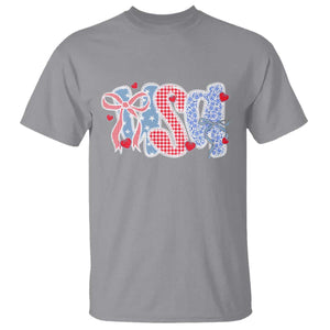 Funny USA Patriotic 4th of July Coquette Bow T Shirt TS11 Sport Gray Print Your Wear