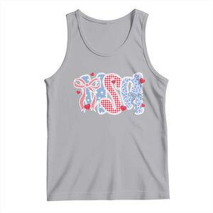 Funny USA Patriotic 4th of July Coquette Bow Tank Top TS11 Athletic Heather Print Your Wear
