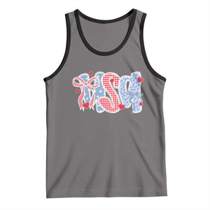 Funny USA Patriotic 4th of July Coquette Bow Tank Top TS11 Deep Heather Black Print Your Wear