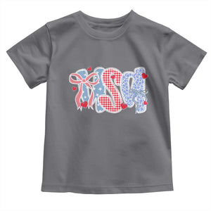 Funny USA Patriotic 4th of July Coquette Bow Toddler T Shirt TS11 Charcoal Print Your Wear
