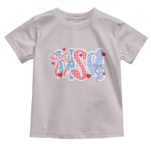 Funny USA Patriotic 4th of July Coquette Bow Toddler T Shirt TS11 Ice Gray Print Your Wear