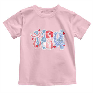 Funny USA Patriotic 4th of July Coquette Bow Toddler T Shirt TS11 Light Pink Print Your Wear