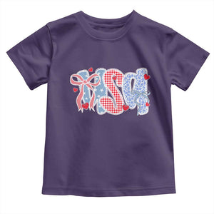 Funny USA Patriotic 4th of July Coquette Bow Toddler T Shirt TS11 Purple Print Your Wear