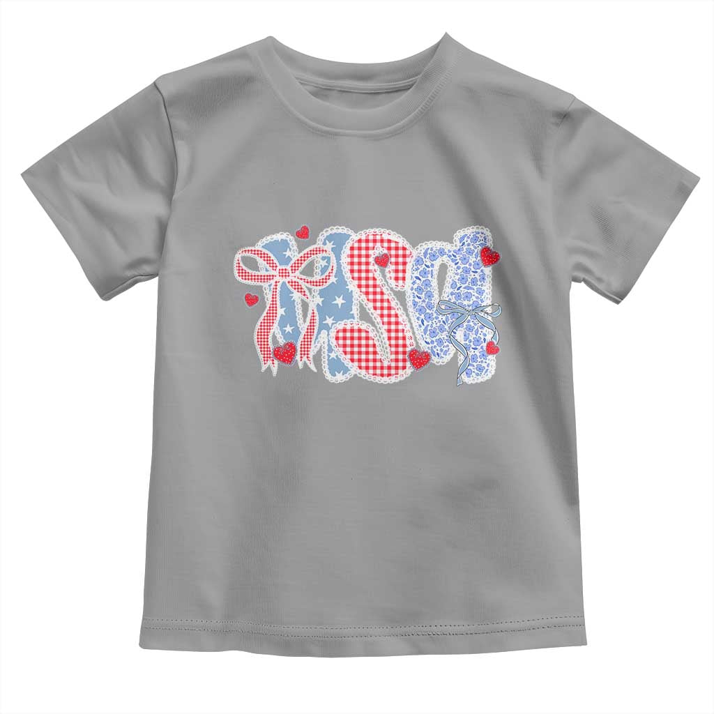 Funny USA Patriotic 4th of July Coquette Bow Toddler T Shirt TS11 Sport Gray Print Your Wear
