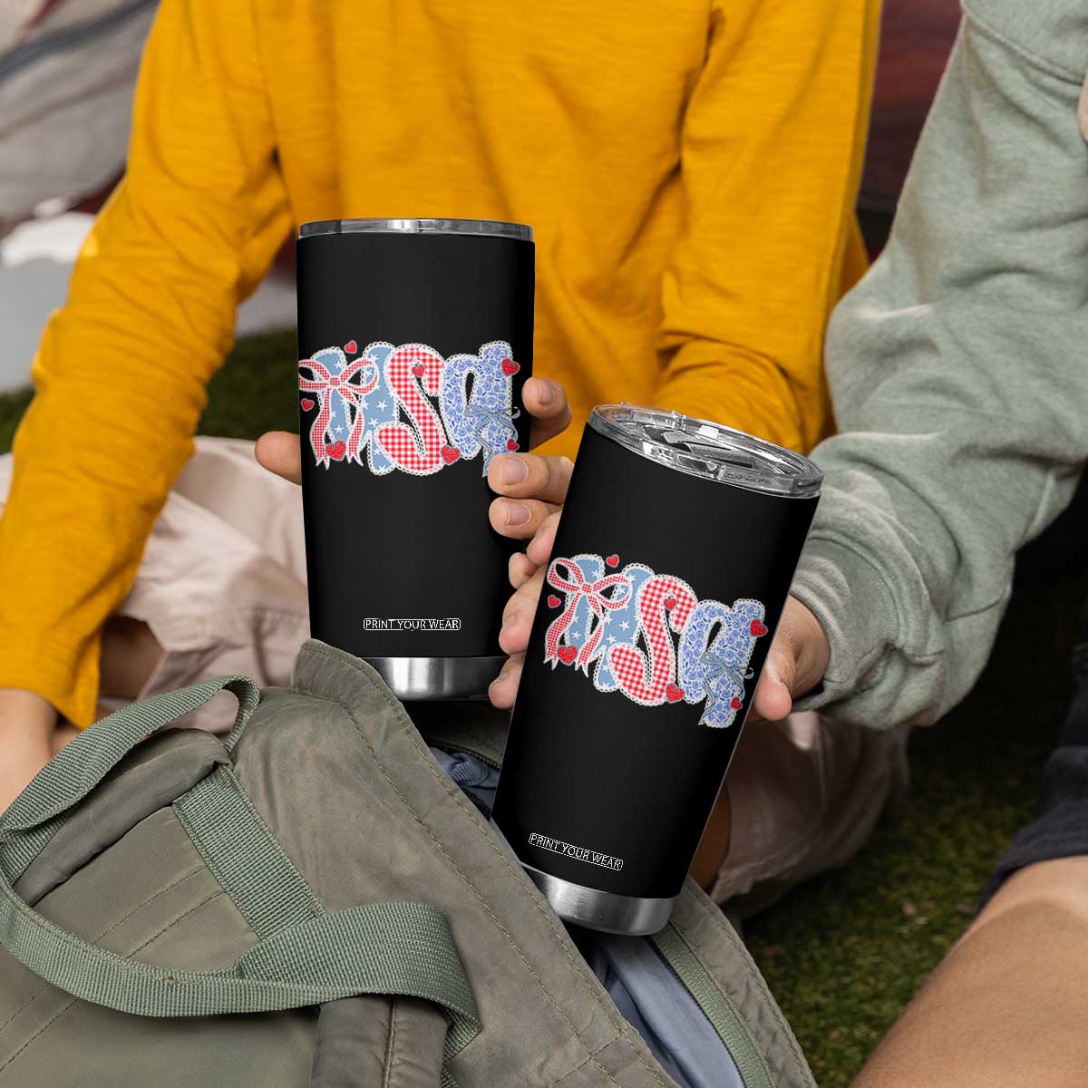 Funny USA Patriotic 4th of July Coquette Bow Tumbler Cup TS11 Print Your Wear