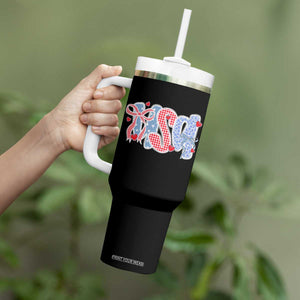 Funny USA Patriotic 4th of July Coquette Bow Tumbler With Handle TS11 Print Your Wear