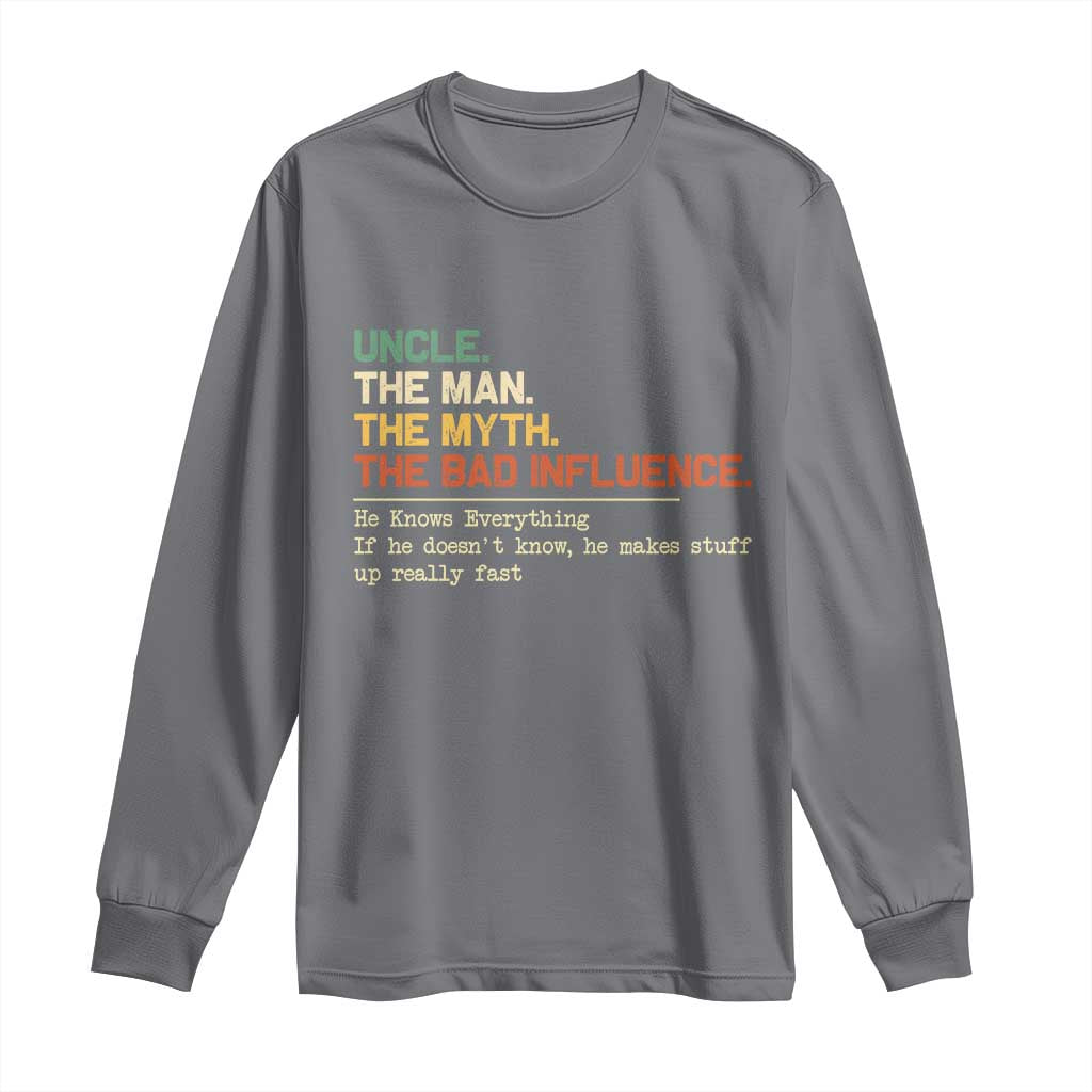 Funny Uncle Long Sleeve Shirt Best Funny Uncle Fathers Day TS10 Charcoal Print Your Wear