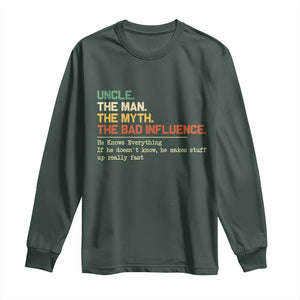 Funny Uncle Long Sleeve Shirt Best Funny Uncle Fathers Day TS10 Dark Forest Green Print Your Wear