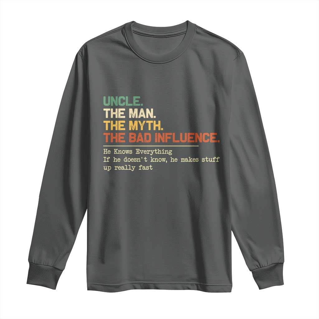 Funny Uncle Long Sleeve Shirt Best Funny Uncle Fathers Day TS10 Dark Heather Print Your Wear