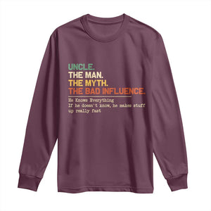 Funny Uncle Long Sleeve Shirt Best Funny Uncle Fathers Day TS10 Maroon Print Your Wear