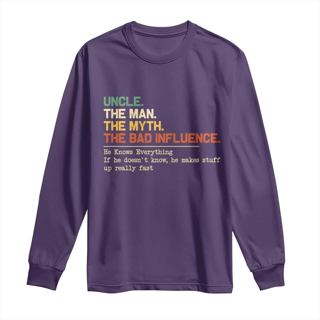 Funny Uncle Long Sleeve Shirt Best Funny Uncle Fathers Day TS10 Purple Print Your Wear