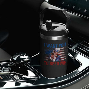 Funny Uncle Sam Flip Straw Tumbler I Want You To Beer Me American Flag TS11 Print Your Wear