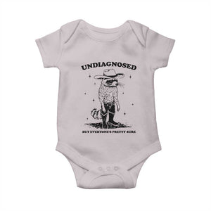 Funny Undiagnosed But Everyone's Pretty Sure Baby Onesie Cowboy Racoon TS11 Ice Gray Print Your Wear